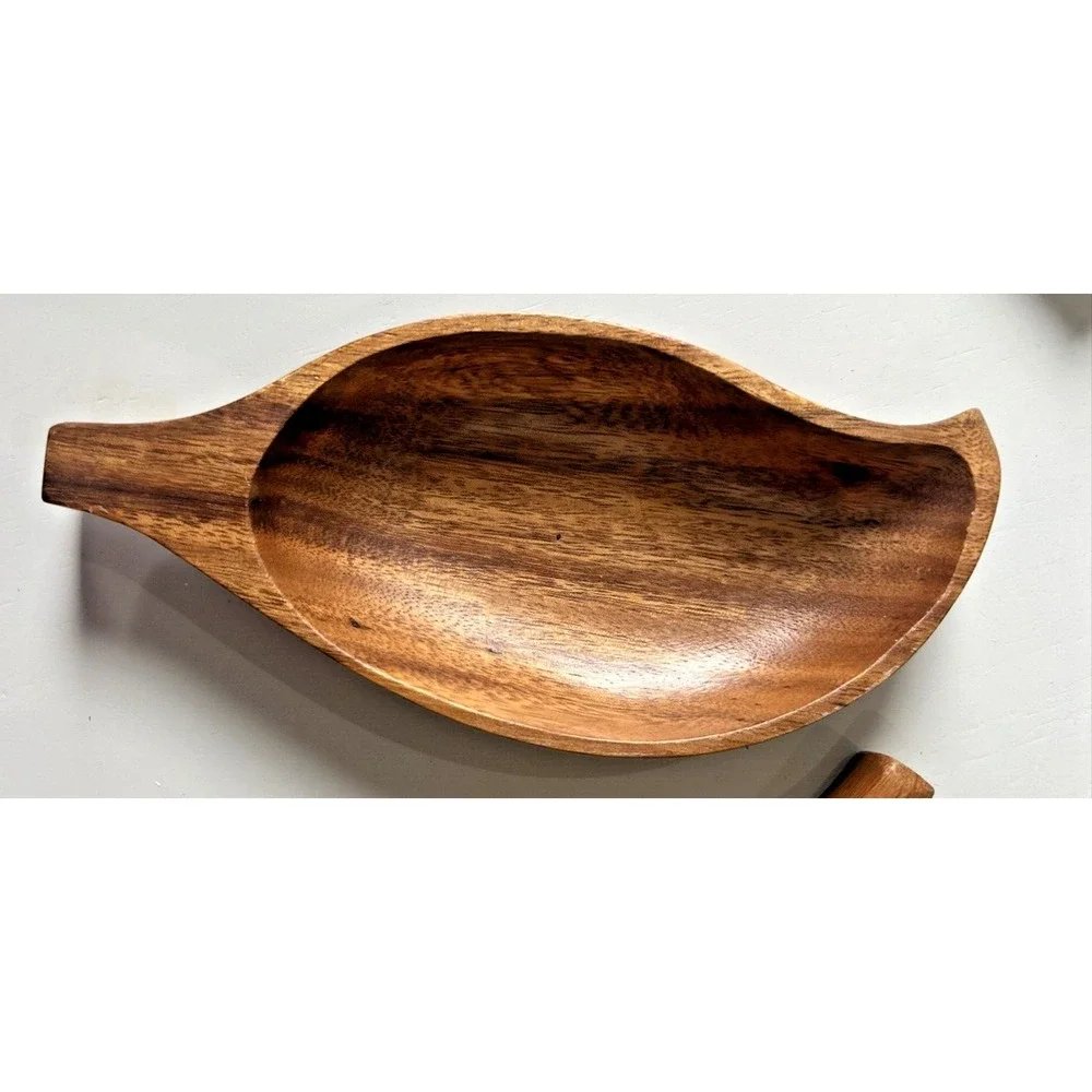 Vintage Hawaiian Monkey Pod Wood‎ Bowl Set Handcrafted Philippines Genuine SET